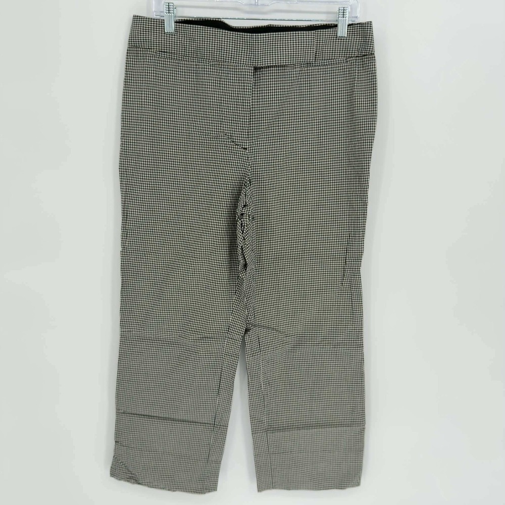 Kate Hill Women's Black Gingham Cotton Straight Leg Pants Size 12